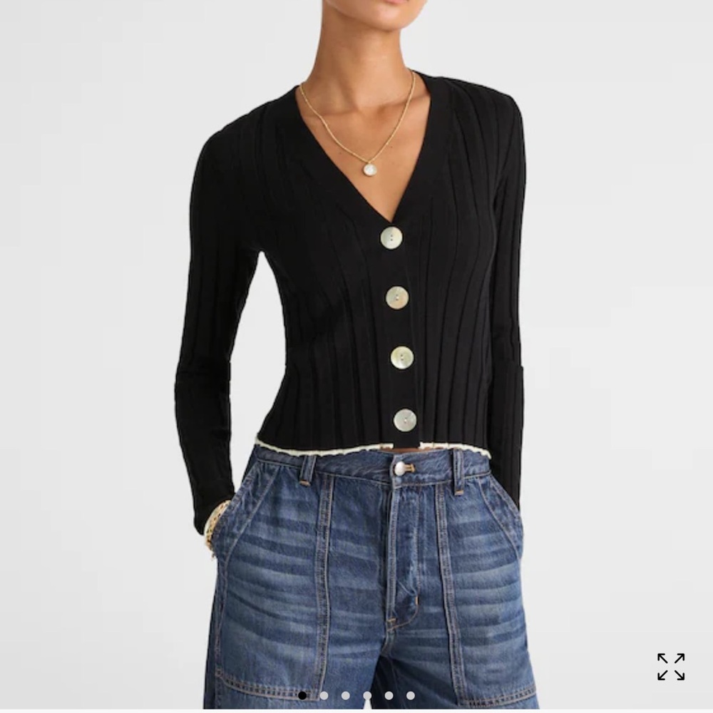 Madewell Tipped Ribbed V-Neck Cardigan